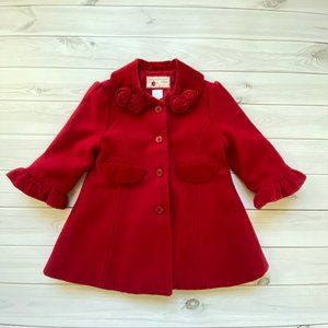 Vintage Janie and Jack Holiday Carousel 2013 Coat Roses 12-24 Months
